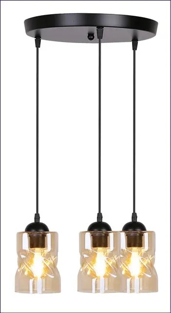 Czarna lampa wisząca na dysku szkło bursztynowe - 6X Z026 A4-M26