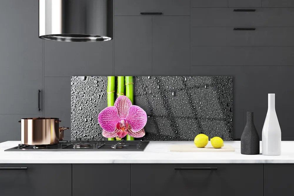 Panel Szklany Orientalny Bambus i Kwiaty