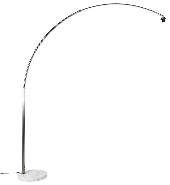 Luk Lampa łukowa ze stali z podstawą z białego marmuru, regulowana - XXL Nowoczesny Oswietlenie wewnetrzne