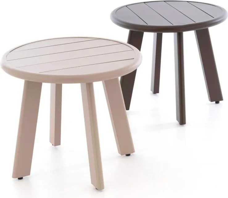 Okrągły aluminiowy stolik, beżowy