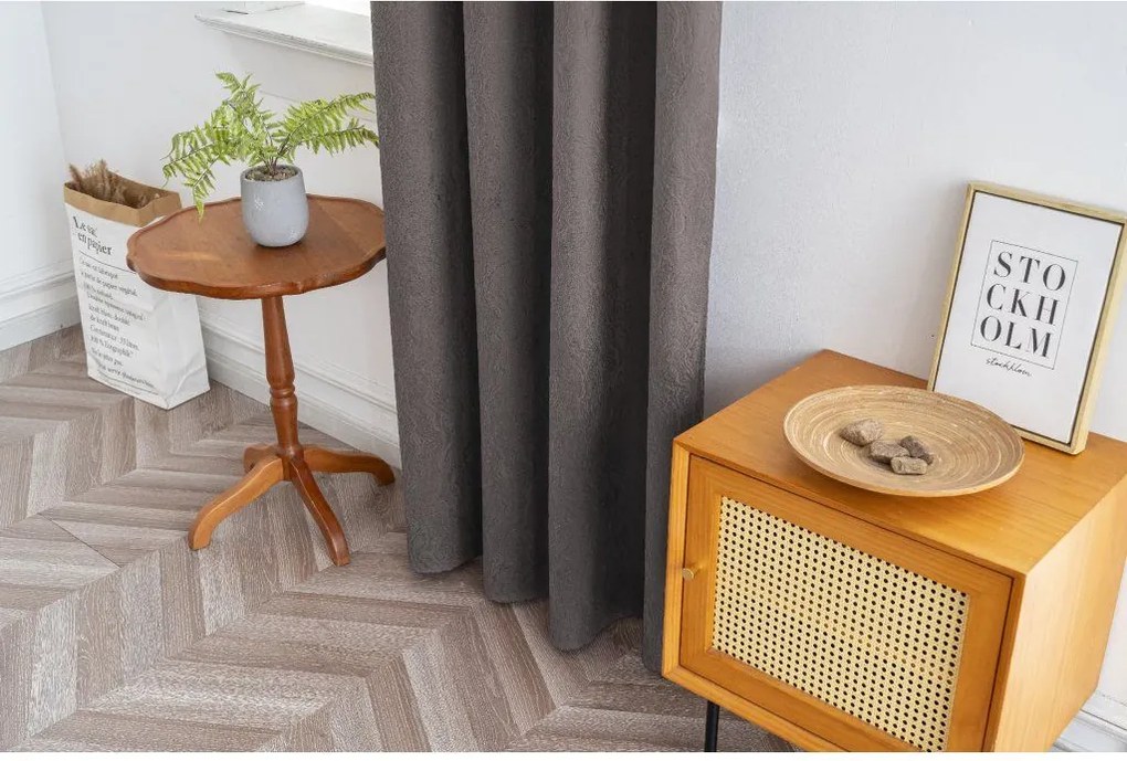 Zasłona zaciemniająca DUNES VELVET 140x250 cm, ciemnoszara Zawieszanie: Metalowe pierścienie