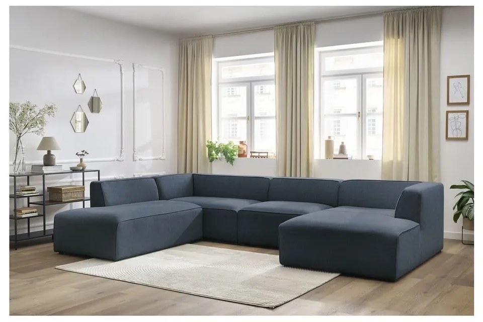 Ciemnoniebieski narożnik modułowy (lewostronny/w kształcie litery U) Megeve – Bobochic Paris