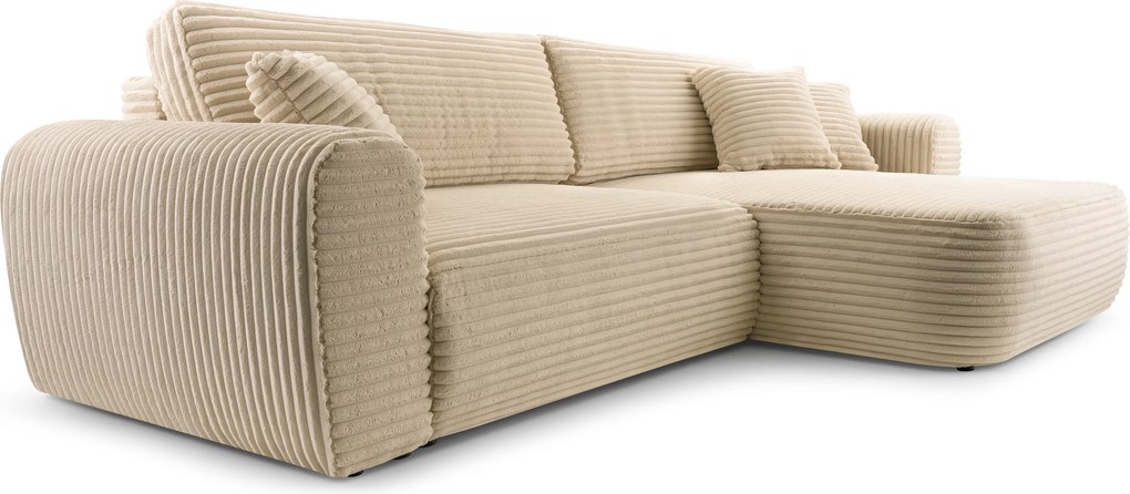 Masseno Narożnik VIVA z funkcją spania i pojemnikiem na pościel Narozniki L, Rozkładana sofa - Beżowy, TILIA 08