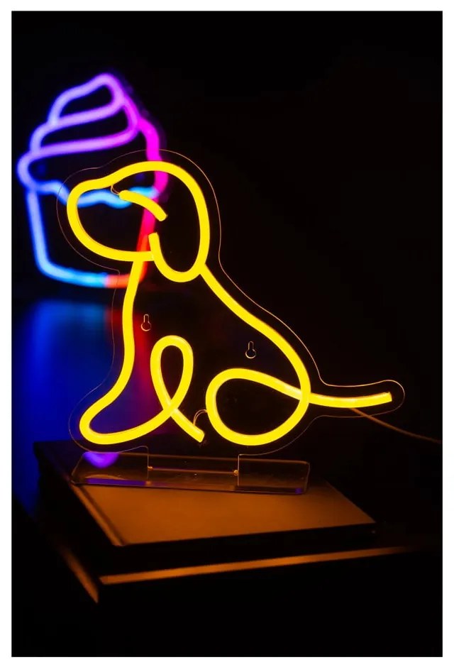 Żółty neon LED 5 W Sitting Dog – Leitmotiv