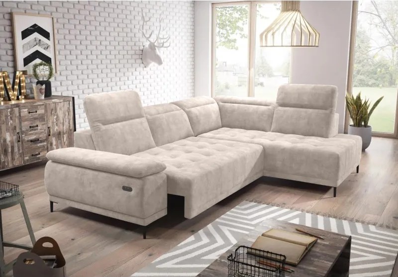 Narożnik FOCUS L z elektryczną regulacją siedziska Prawostronny w tkaninie w tkaninie SALVADOR 02 WERSAL