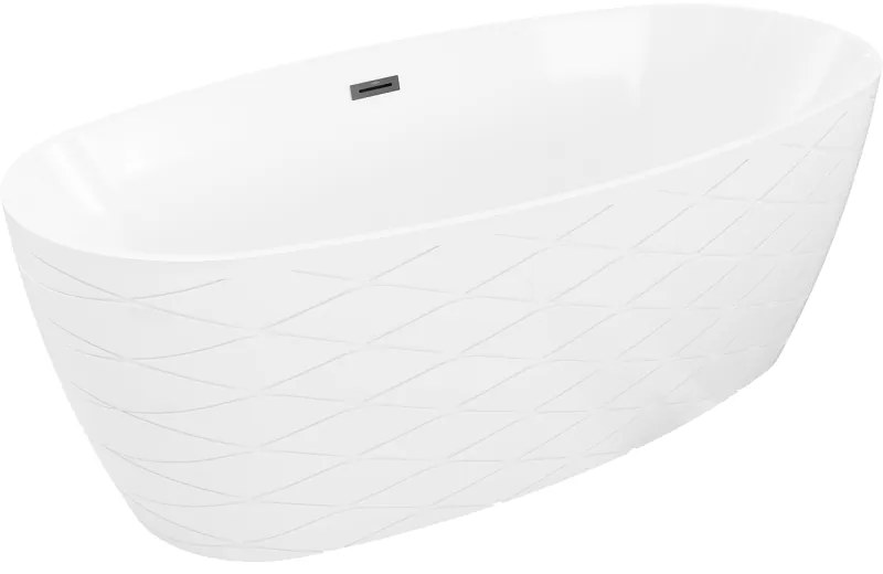 Mexen Olea wanna wolnostojąca wzór 170 x 80 cm, biała, przelew czarny - 52821708000-70