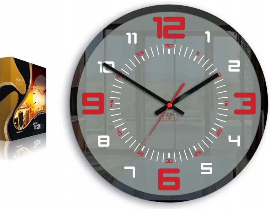 Zegar ścienny okrągły cichy klasyczny akrylowy na ścianę duże cyfry szary