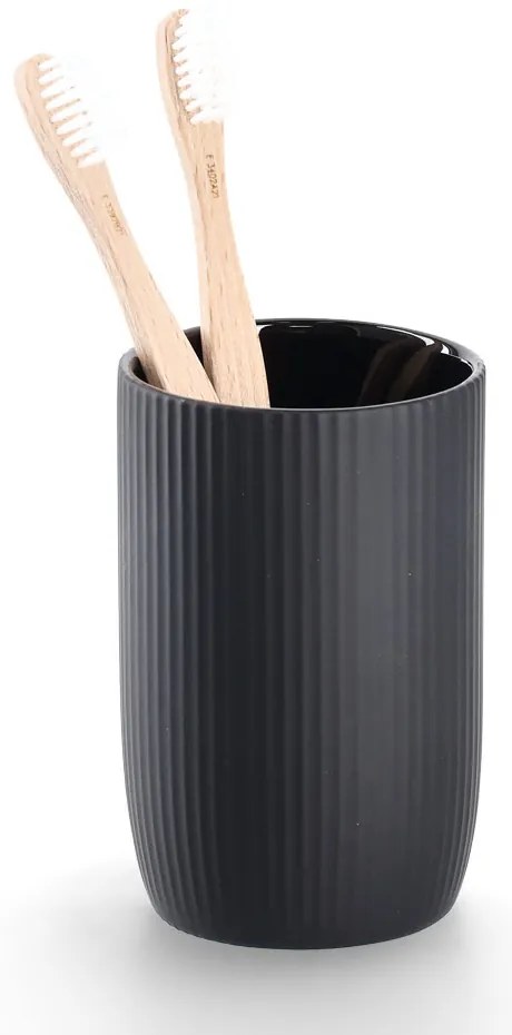 Ceramiczny prążkowany kubek na szczoteczki, Ø 7,7 cm