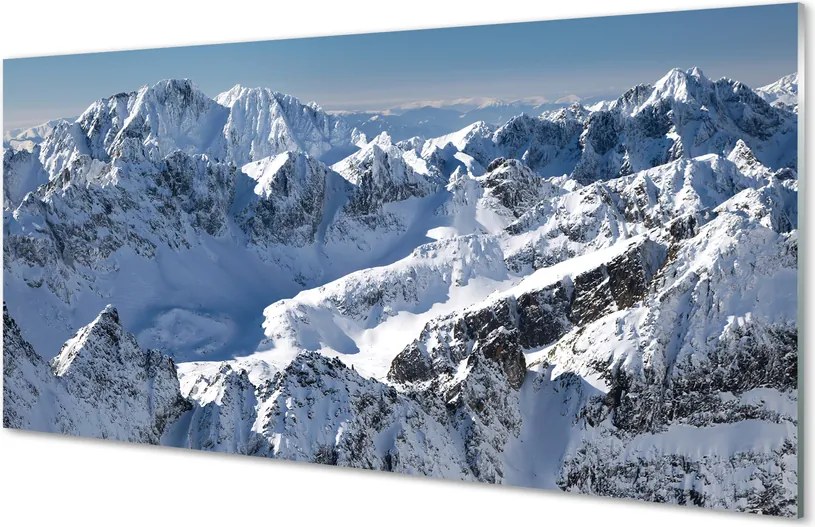 Szklany Panel Zaśnieżone Szczyty Górskie