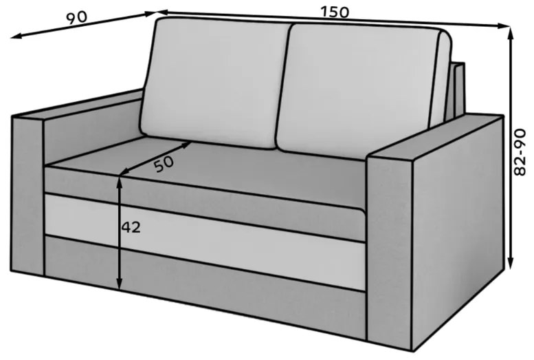 Rozkładana sofa 2-osobowa WAVE DUO, szara