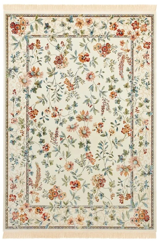 Kremowy dywan z wiskozy 195x300 cm Oriental Flowers – Nouristan