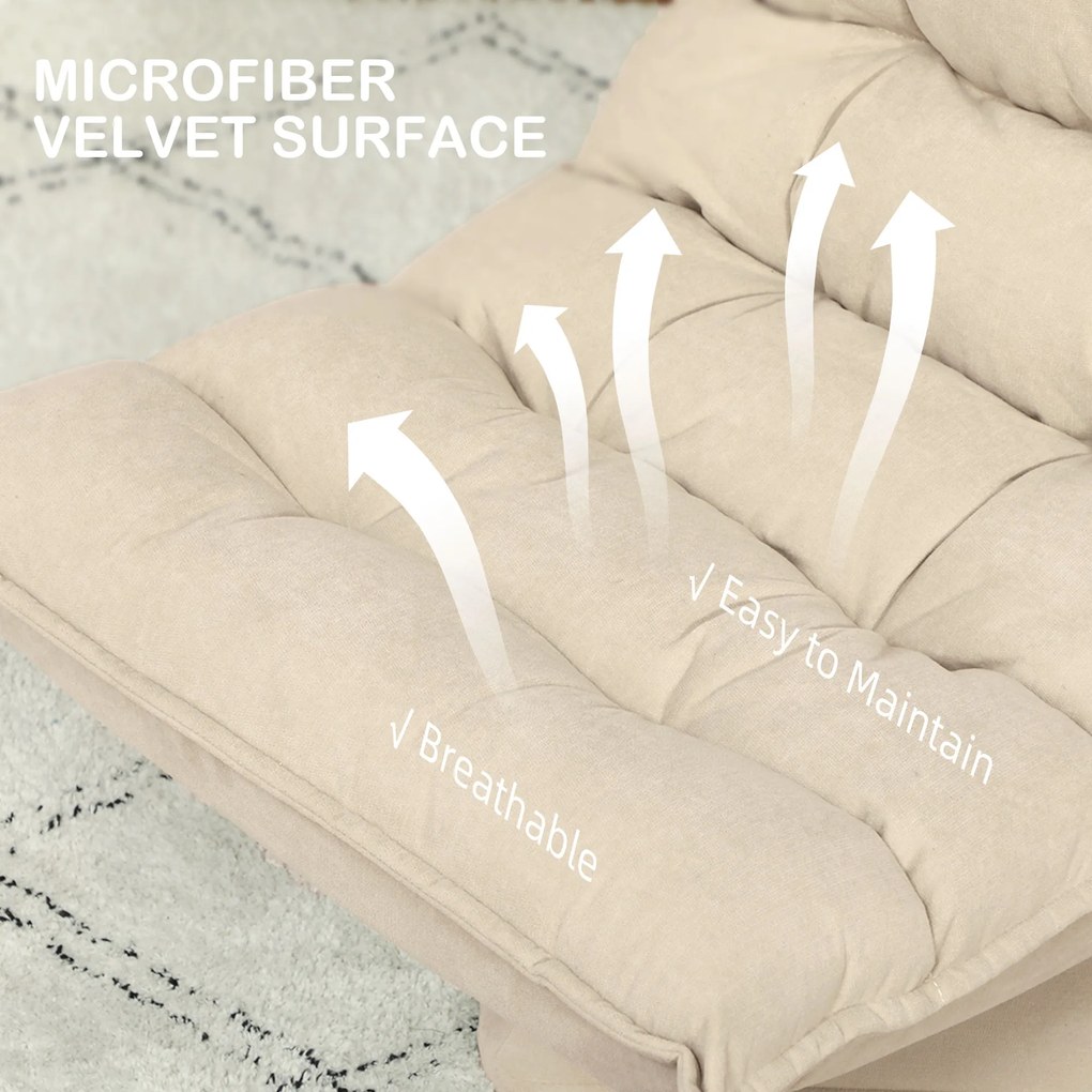 HOMCOM Relaksacyjny Fotel Czytelniczy, Obrotowy, W Wyglądzie Lnu, 62 x 70 x 95 cm, Kolor Beżowy