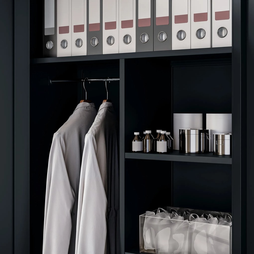 Szafa metalowa wielofunkcyjna DAWID, 900 x 1850 x 450 mm, antracytowa