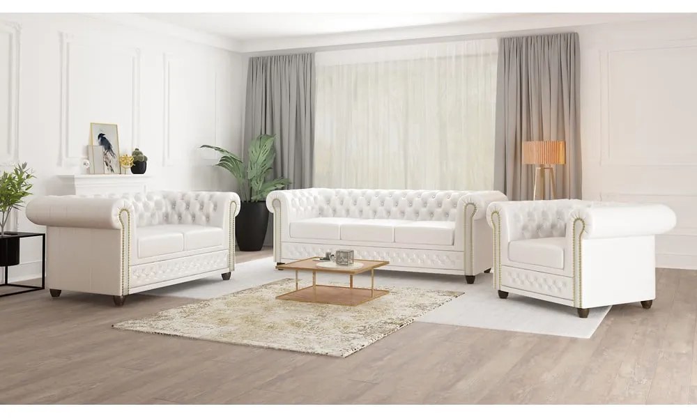 Biała sofa z imitacji skóry 148 cm York – Ropez