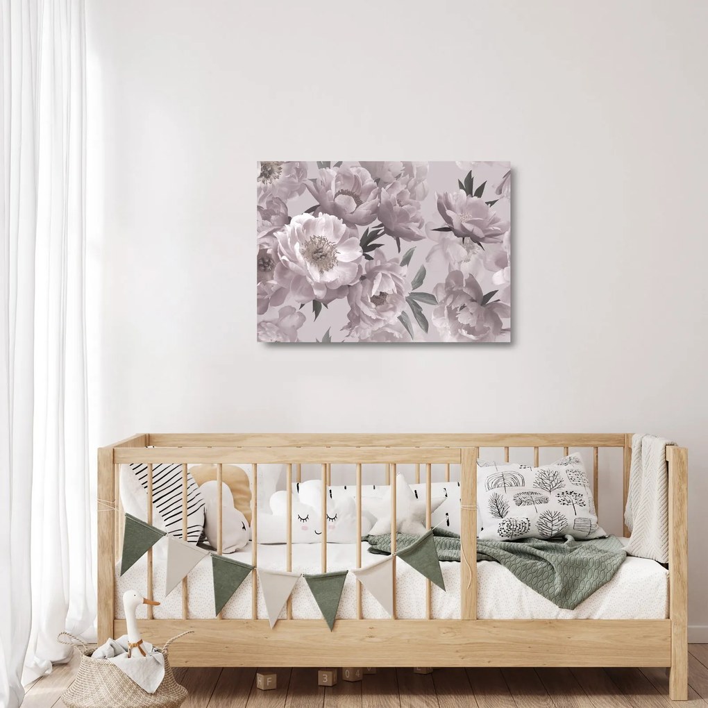 Obraz na szkle - Vintage kwiaty piwonii (70x50 cm)