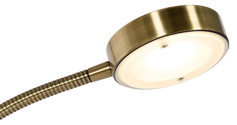 Lampa stojąca brązowa z LED i ściemniaczem z lampką do czytania - Kelso Retro Oswietlenie wewnetrzne