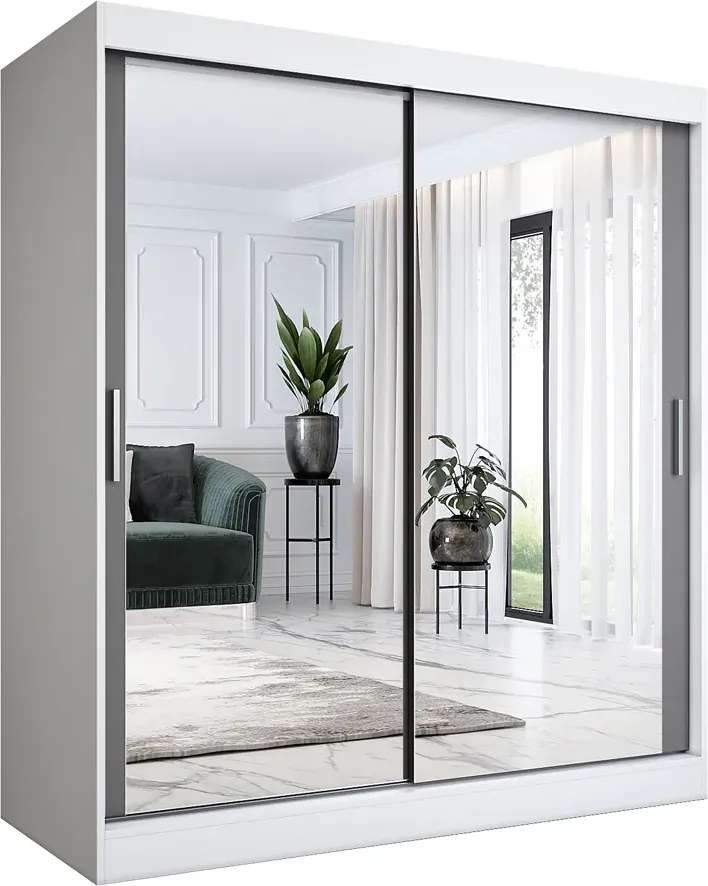 Szafa przesuwna z lustrem biel + antracyt 180 cm S8-E82