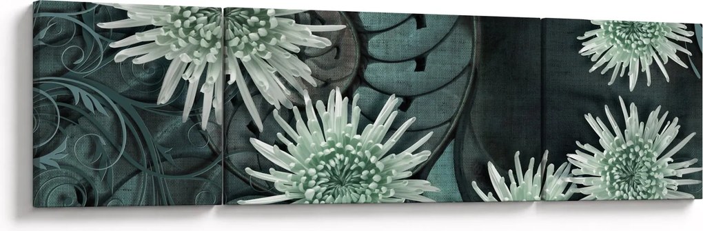 Obraz - Zielone kwiaty (170x50 cm)