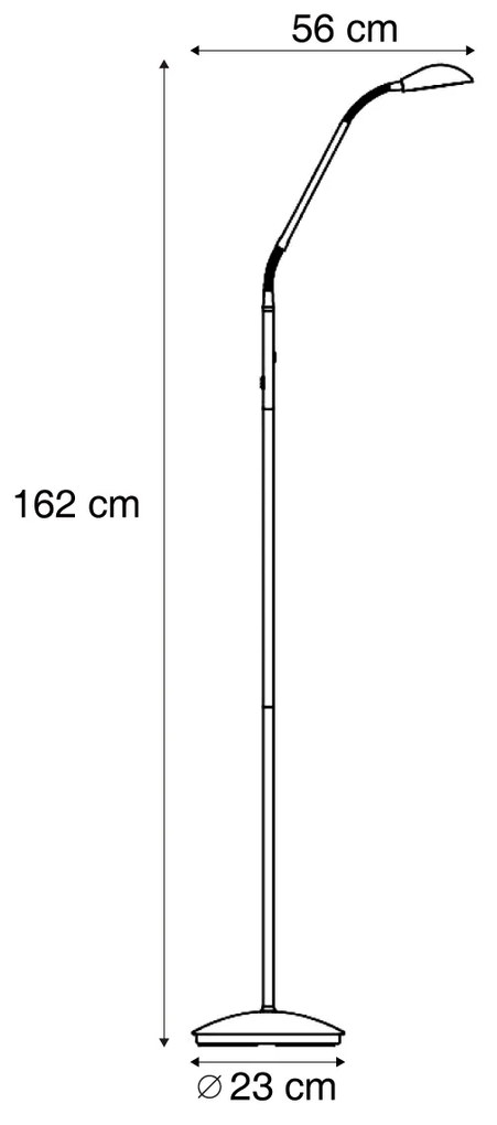 Nowoczesna lampa podłogowa mosiężna z LED, 3-stopniowa, ściemnialna, ładowalna - Waldorf Nowoczesny Oswietlenie wewnetrzne