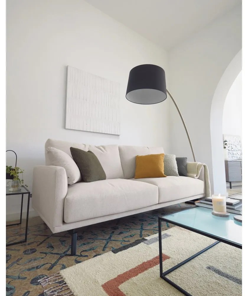 Czarna/w kolorze złota lampa stojąca z tekstylnym kloszem (wysokość 210 cm) Juhe – Kave Home