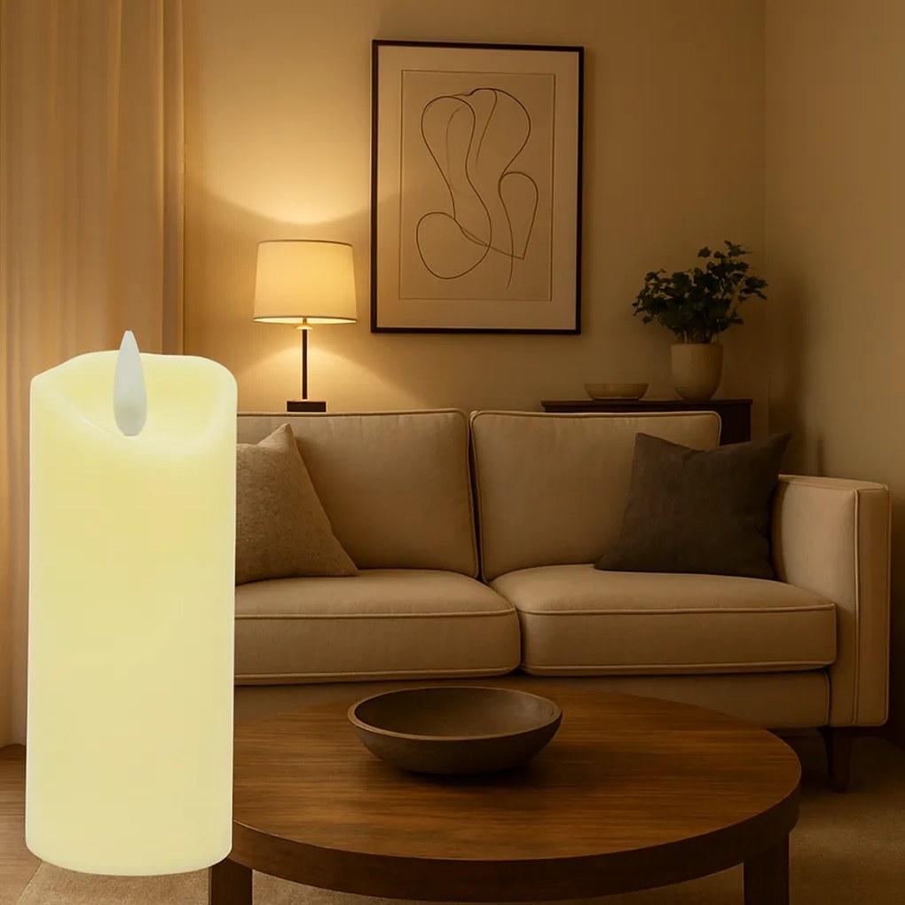 LED świeca słup RUHHY 12,5 cm beżowa