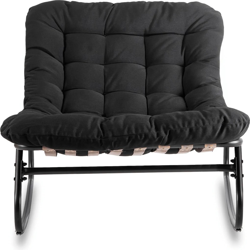 Bujany fotel na taras Aurora - bujak ogrodowy z pikowaną poduchą, czarny