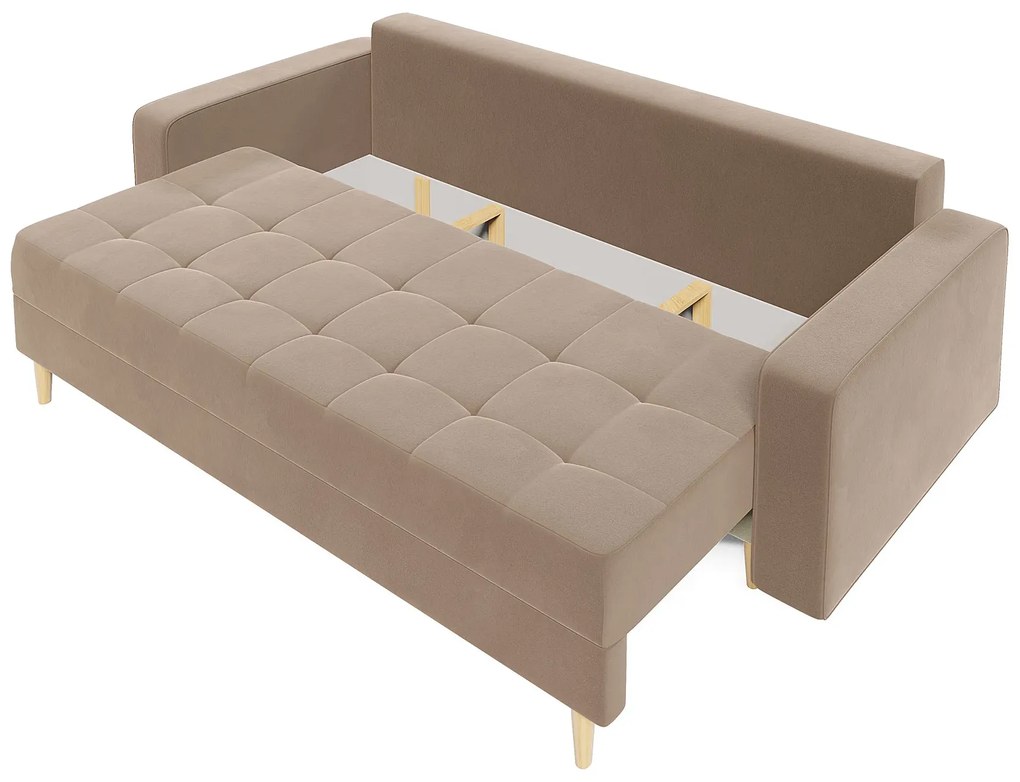 Jasnobrązowa sofa rozkładana z pojemnikiem W8-P94