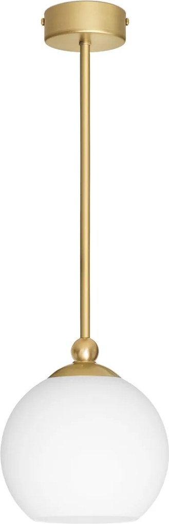 Złota lampa wisząca z białą kulą KLM-S1