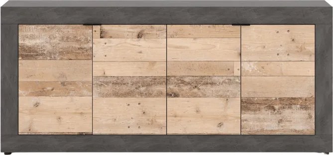 Komoda Czterodrzwiowa BLAGO 180 cm Surowy Dąb/Czarny Loft
