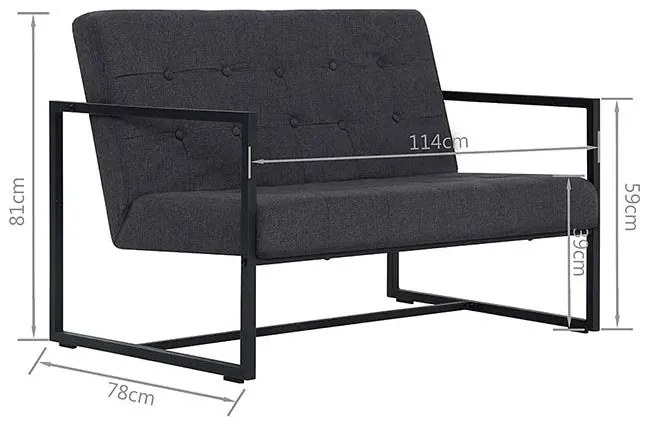 Dwuosobowa grafitowa sofa - Aparro