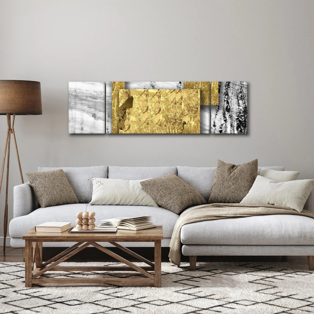 Obraz - Złote kwadraty N⁰1 (170x50 cm)