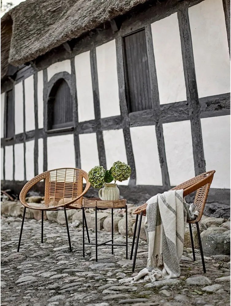 Zestaw mebli ogrodowych z imitacji rattanu w naturalnym kolorze dla 2 osób Dudine – Bloomingville