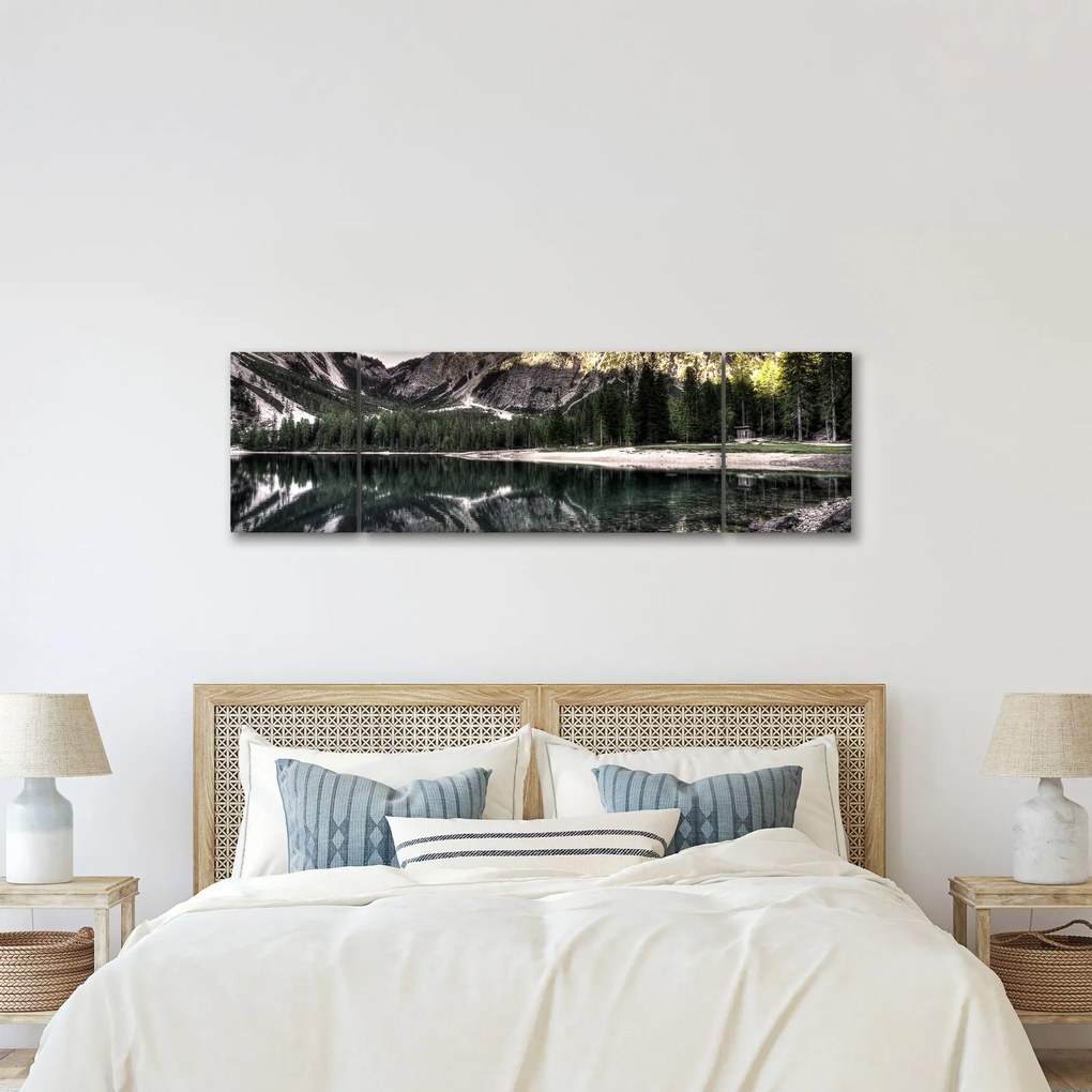 Obraz jeziora w górach (170x50 cm)