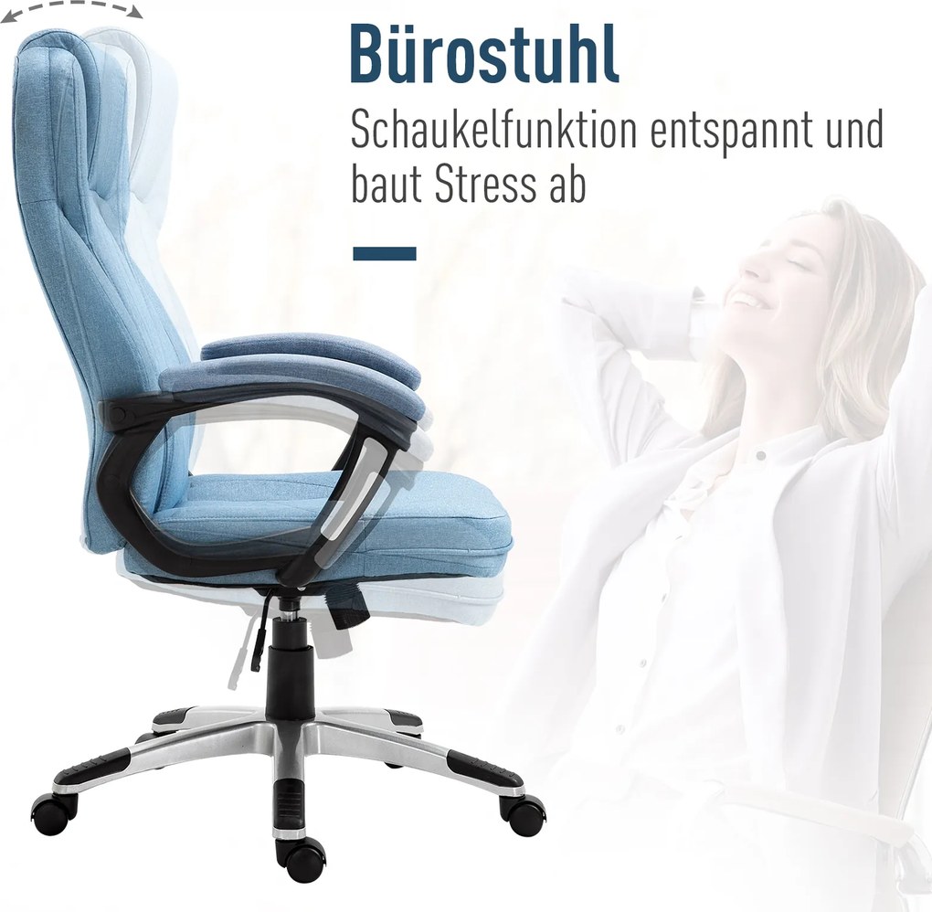 Vinsetto Krzesło biurowe z regulacją wysokości krzesło komputerowe krzesło obrotowe funkcja przechylania jasnoniebieska tkanina