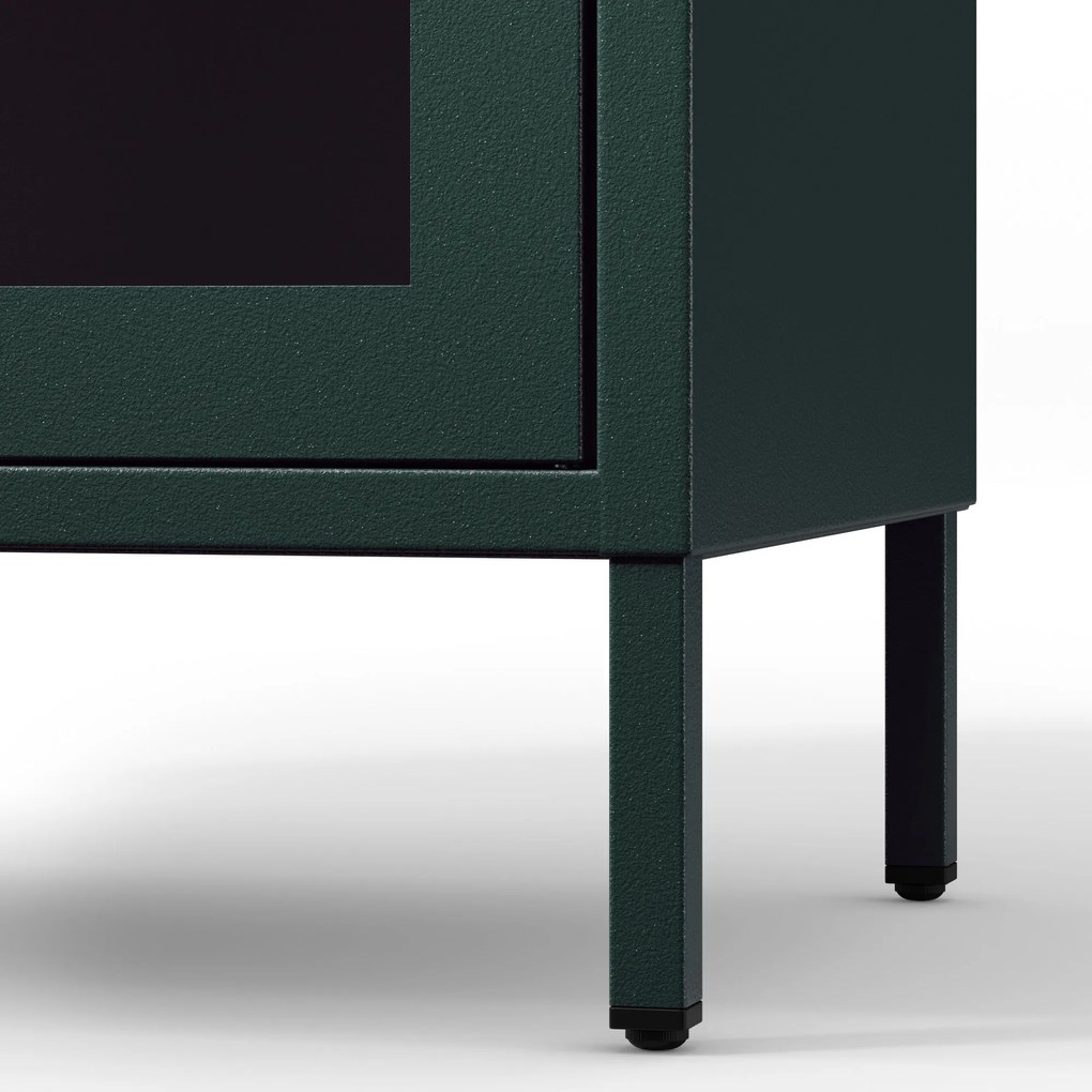 Witryna szklana do salonu wąska butelkowa zieleń Modern LUIGI 500 x 1800 x 350 mm