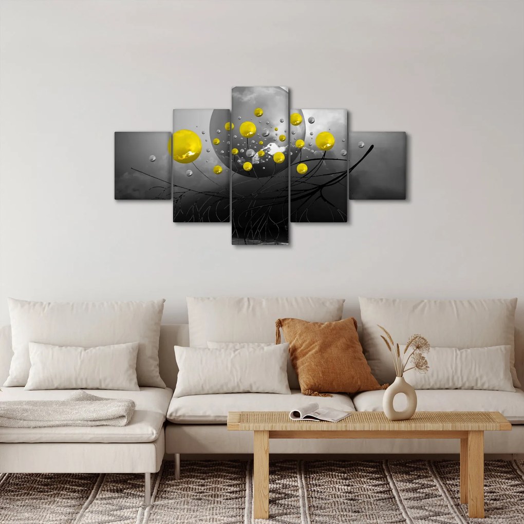 Obraz - żółte abstrakcyjne kule (125x70 cm)