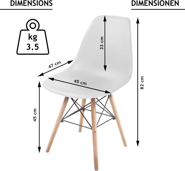 Zestaw krzeseł do jadalni z plastikowym siedziskiem, 2 sztuk