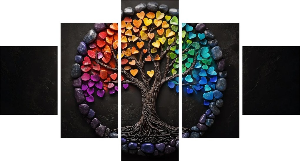 Obraz – Drzewo pełne kolorowych serc (125x70 cm)