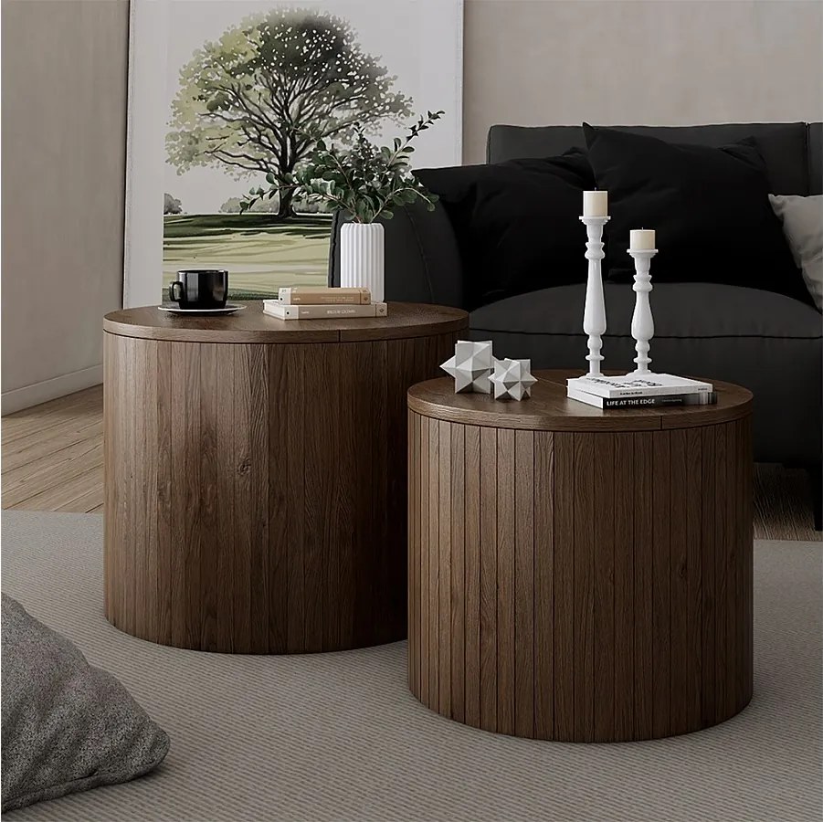 Zestaw stolików kawowych orzech włoski 48x48x38 tavilo