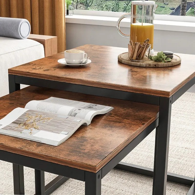 Zestaw stolików kawowych 2 w 1 – składane stoliki kwadratowe do salonu