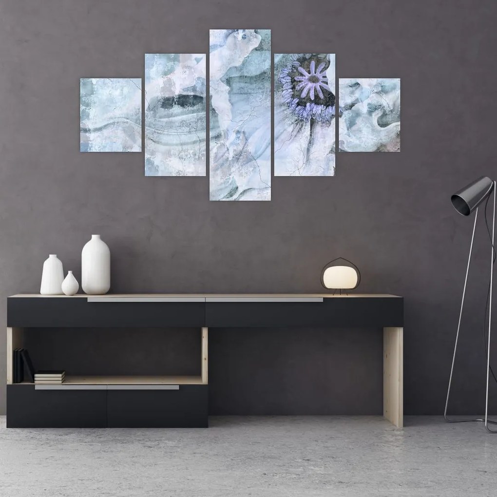 Obraz - Kwiatowy fresk na ceglanej ścianie (125x70 cm)