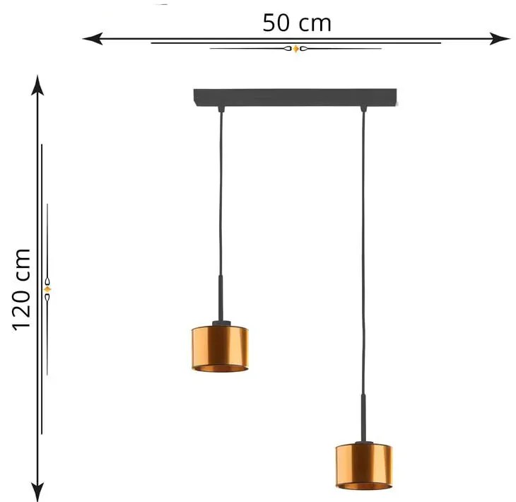 Miedziana podwójna lampa wisząca regulowana - 5X EX434 T2-E86