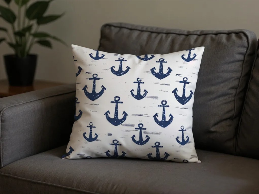 Bawełniana poszewka na poduszkę NAVYSTA POLY 45x45 cm, niebiesko-biała