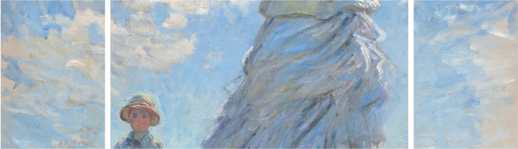 Obraz - Claude Monet, Woman with a Parasol - Madame Monet and Her Son, reprodukcje (170x50 cm)