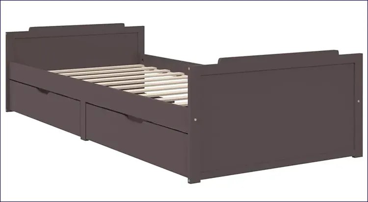 Łóżko drewniane z szufladami ciemny brąz 90x200 K5-D39