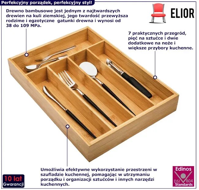 Bambusowy organizer na sztućce R4-B98
