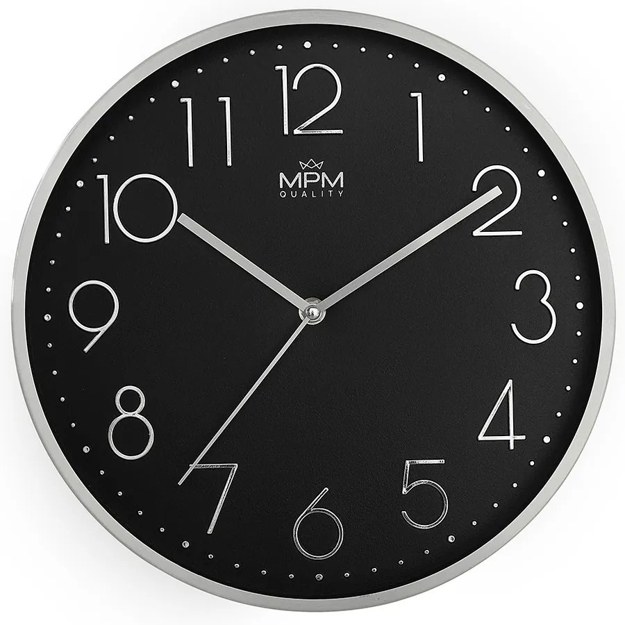 Metalowy zegar czarny MPM Metallic Elegance ∅ 300 × 40 mm