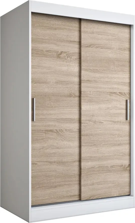Szafa przesuwna biel + dąb sonoma 120 cm E0-N40
