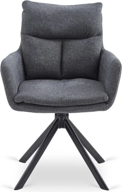 Krzesło Tapicerowane Obrotowe do Salonu PAUL Ciemnoszare Nowoczesne