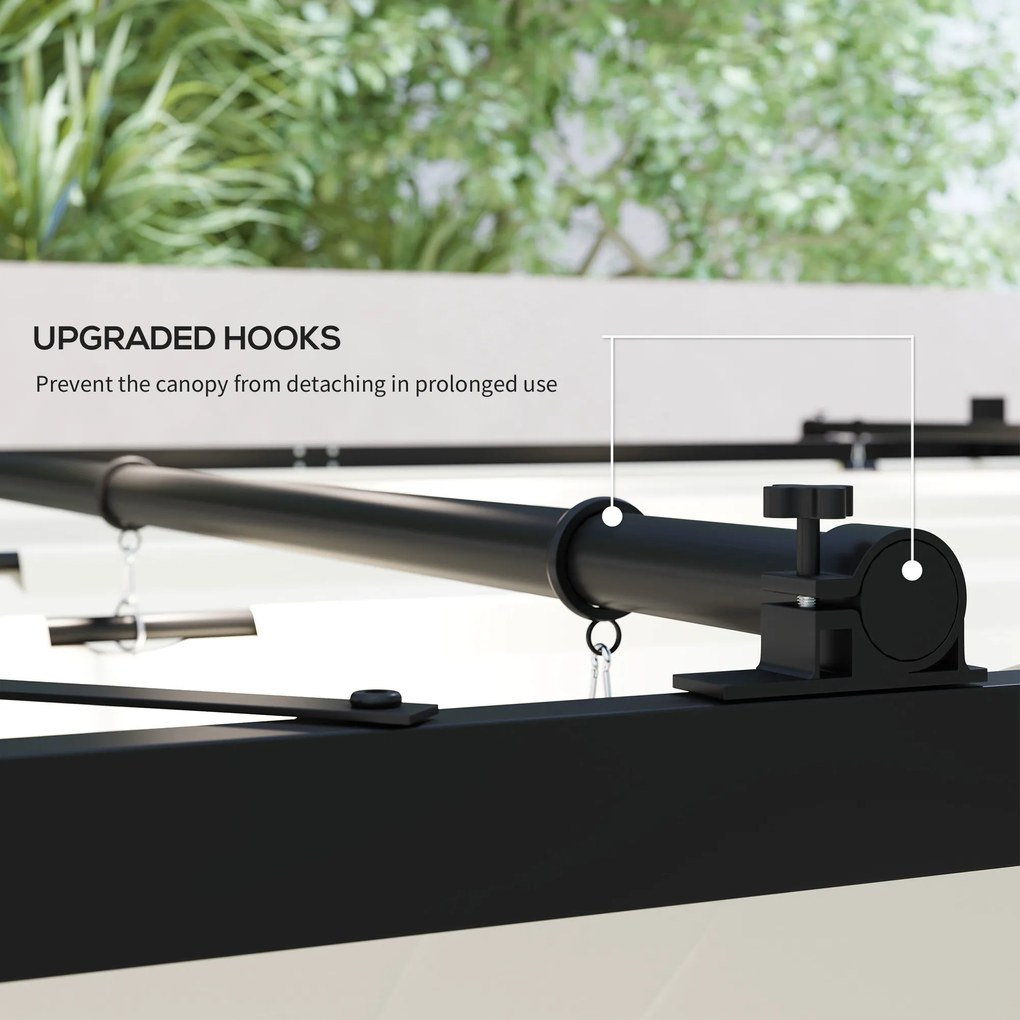 Outsunny Pergola Ogrodowa, 3 x 3 m, Rozsuwany Dach i Magnetyczna Podkładka, Baldachim Zewnętrzny, Pawilon Ogrodowy, UPF30+, Metal, Kremowobiały